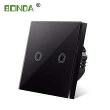 Load image into Gallery viewer, BONDA Touch Switch EU/UK standard White Crystal Glass Panel wall Switch, AC220V,1 Gang 1 Way, EU Light Wall Touch Screen Switch