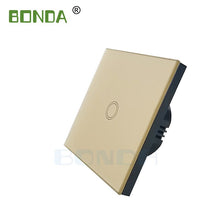 Load image into Gallery viewer, BONDA Touch Switch EU/UK standard White Crystal Glass Panel wall Switch, AC220V,1 Gang 1 Way, EU Light Wall Touch Screen Switch
