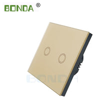 Load image into Gallery viewer, BONDA Touch Switch EU/UK standard White Crystal Glass Panel wall Switch, AC220V,1 Gang 1 Way, EU Light Wall Touch Screen Switch