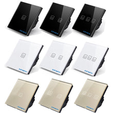 Load image into Gallery viewer, BONDA Touch Switch EU/UK standard White Crystal Glass Panel wall Switch, AC220V,1 Gang 1 Way, EU Light Wall Touch Screen Switch
