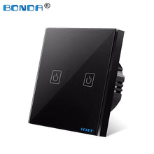 Load image into Gallery viewer, BONDA Touch Switch EU/UK standard White Crystal Glass Panel wall Switch, AC220V,1 Gang 1 Way, EU Light Wall Touch Screen Switch

